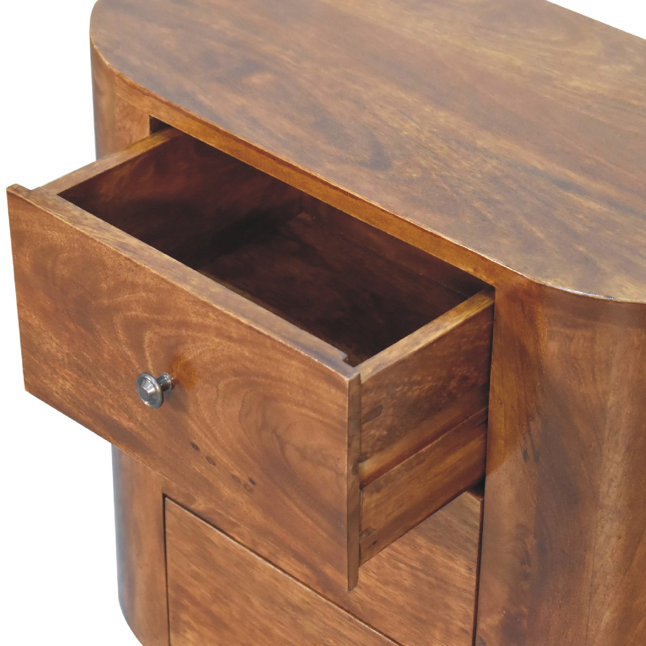 Handcrafted Solid Mango Wood Cabinet – Chestnut Finish, 3 Roomy Drawers
