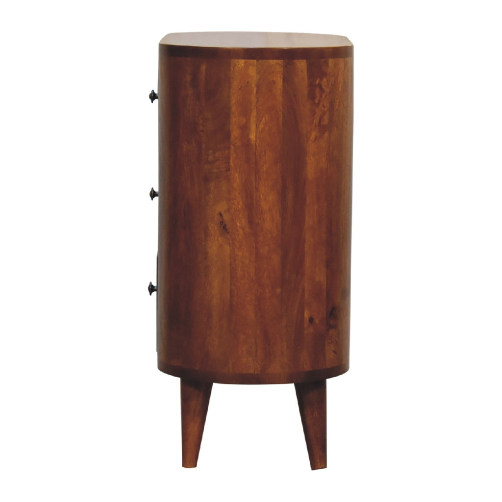 Handcrafted Solid Mango Wood Cabinet – Chestnut Finish, 3 Roomy Drawers