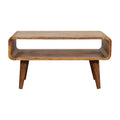Compact Solid Mango Wood TV Unit – Beige Finish, Tapered Legs