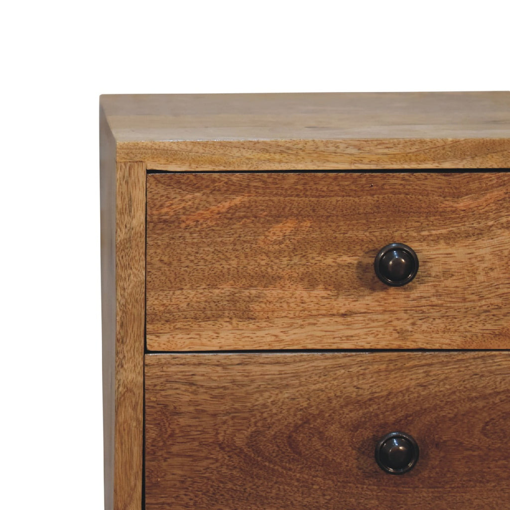 Space-Saving Solid Mango Wood Bedside Table – Grey Finish, 2 Drawers