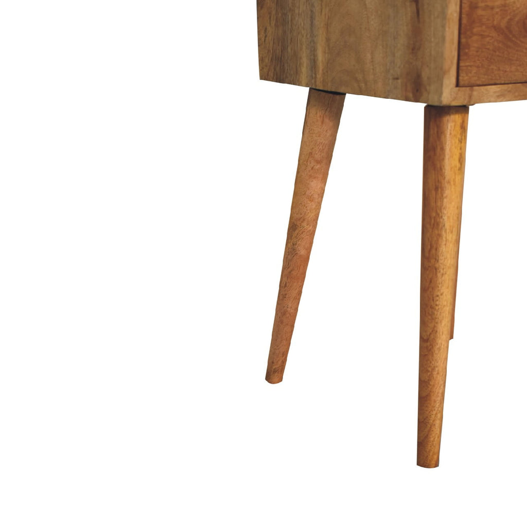 Space-Saving Solid Mango Wood Bedside Table – Grey Finish, 2 Drawers
