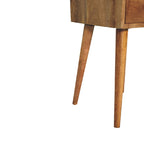 Space-Saving Solid Mango Wood Bedside Table – Grey Finish, 2 Drawers