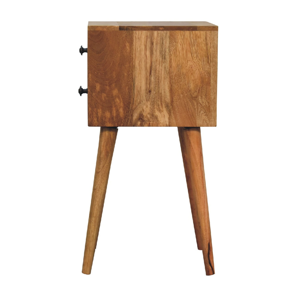 Space-Saving Solid Mango Wood Bedside Table – Grey Finish, 2 Drawers
