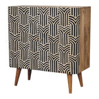 Handcrafted Solid Mango Wood Cabinet – Brown Finish, Bone Inlay Doors