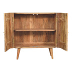 Handcrafted Solid Mango Wood Cabinet – Brown Finish, Bone Inlay Doors