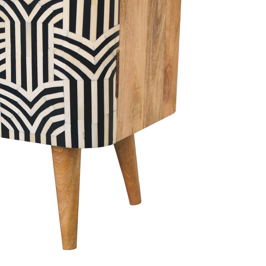 Handcrafted Solid Mango Wood Cabinet – Brown Finish, Bone Inlay Doors