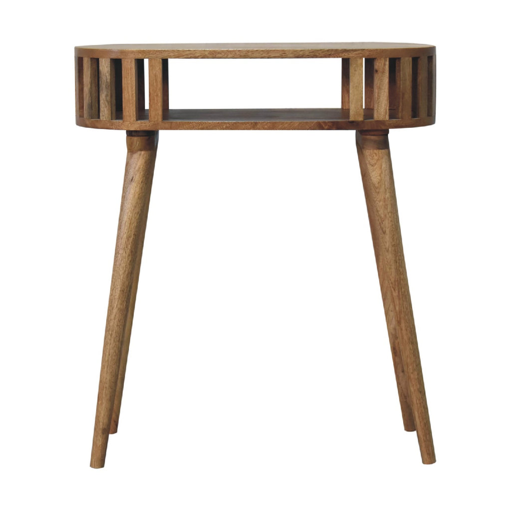 Handcrafted Solid Mango Wood Console Table – Oak Finish, Japanese Design