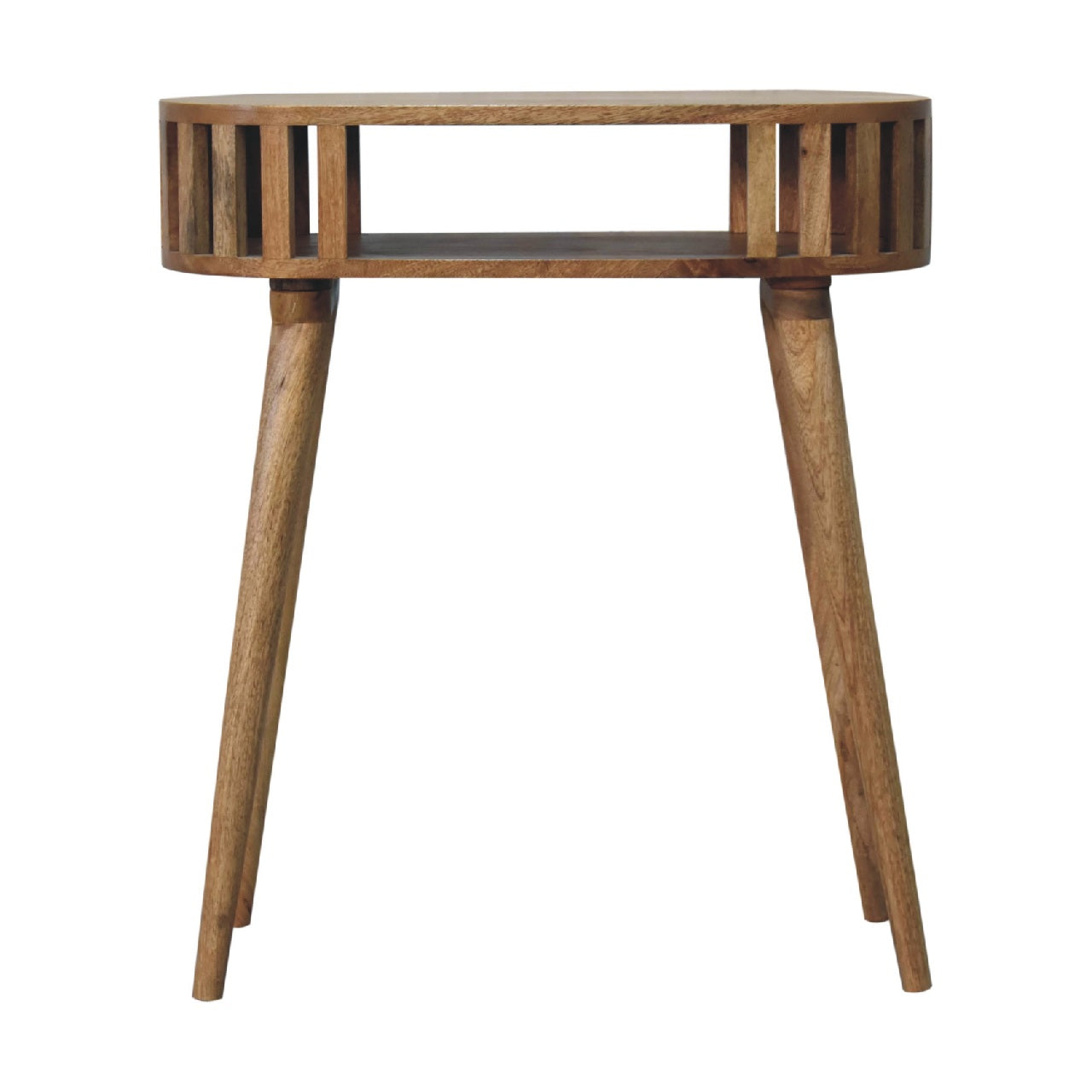 Handcrafted Solid Mango Wood Console Table – Oak Finish, Japanese Design