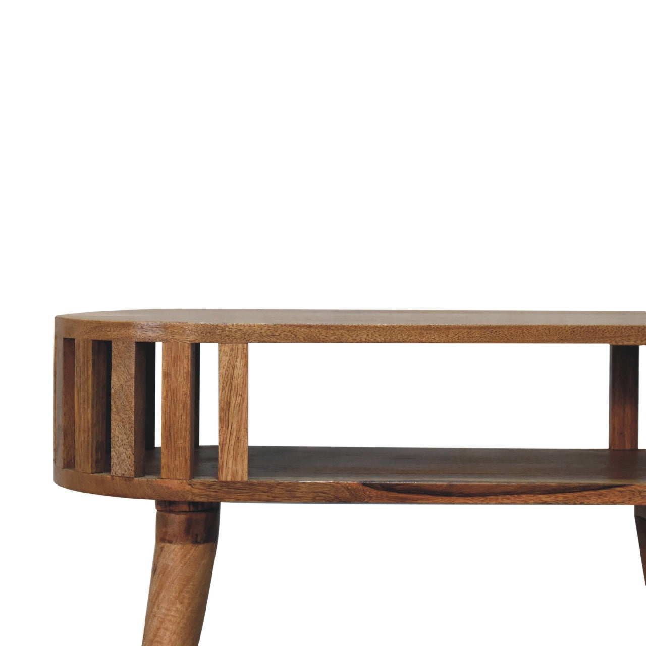Handcrafted Solid Mango Wood Console Table – Oak Finish, Japanese Design