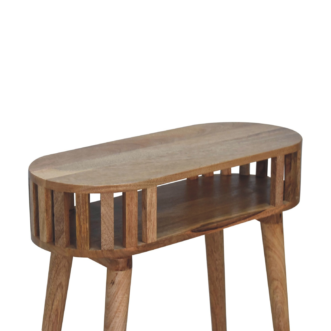 Handcrafted Solid Mango Wood Console Table – Oak Finish, Japanese Design