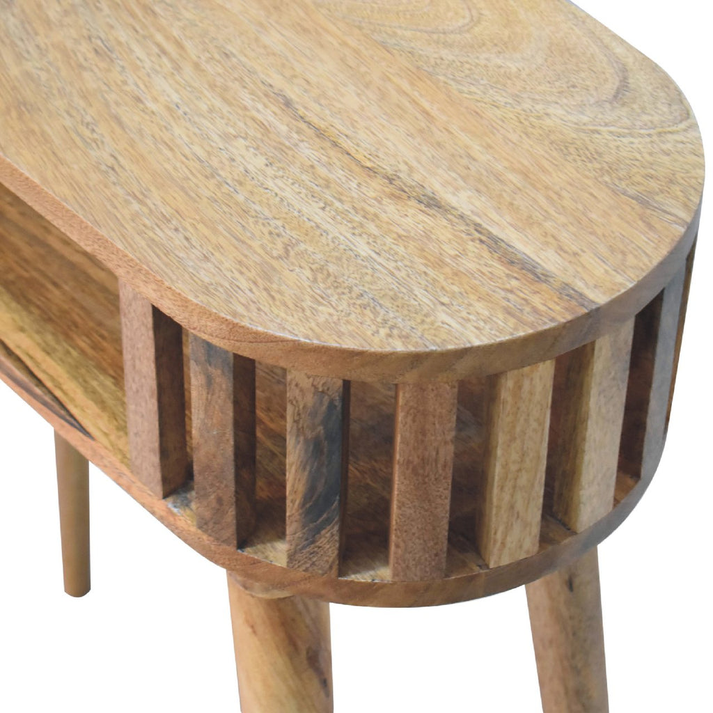 Handcrafted Solid Mango Wood Console Table – Oak Finish, Japanese Design