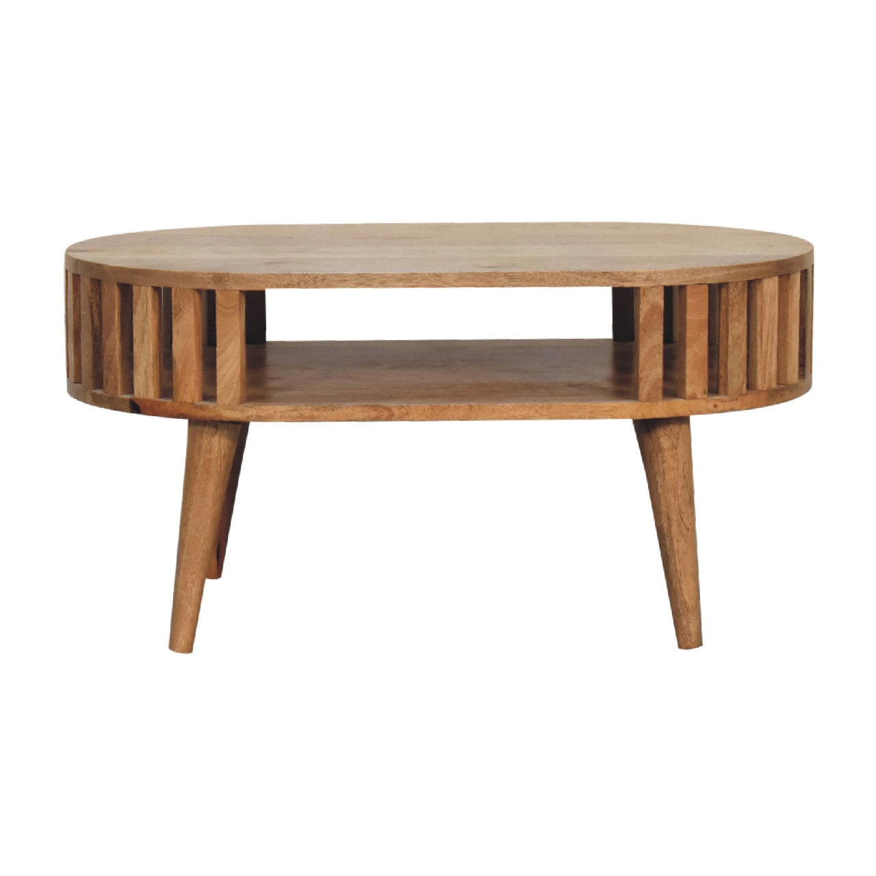 Statement Solid Mango Wood Coffee Table – Chestnut Finish, Japanese Inspired Design