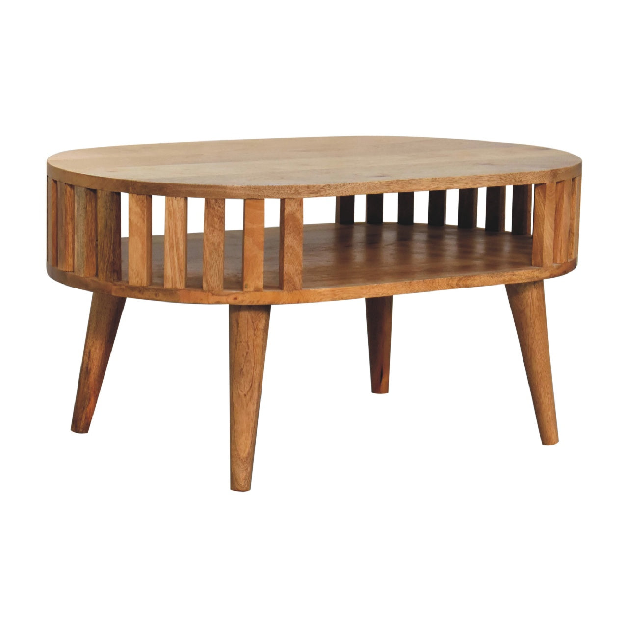 Statement Solid Mango Wood Coffee Table – Chestnut Finish, Japanese Inspired Design