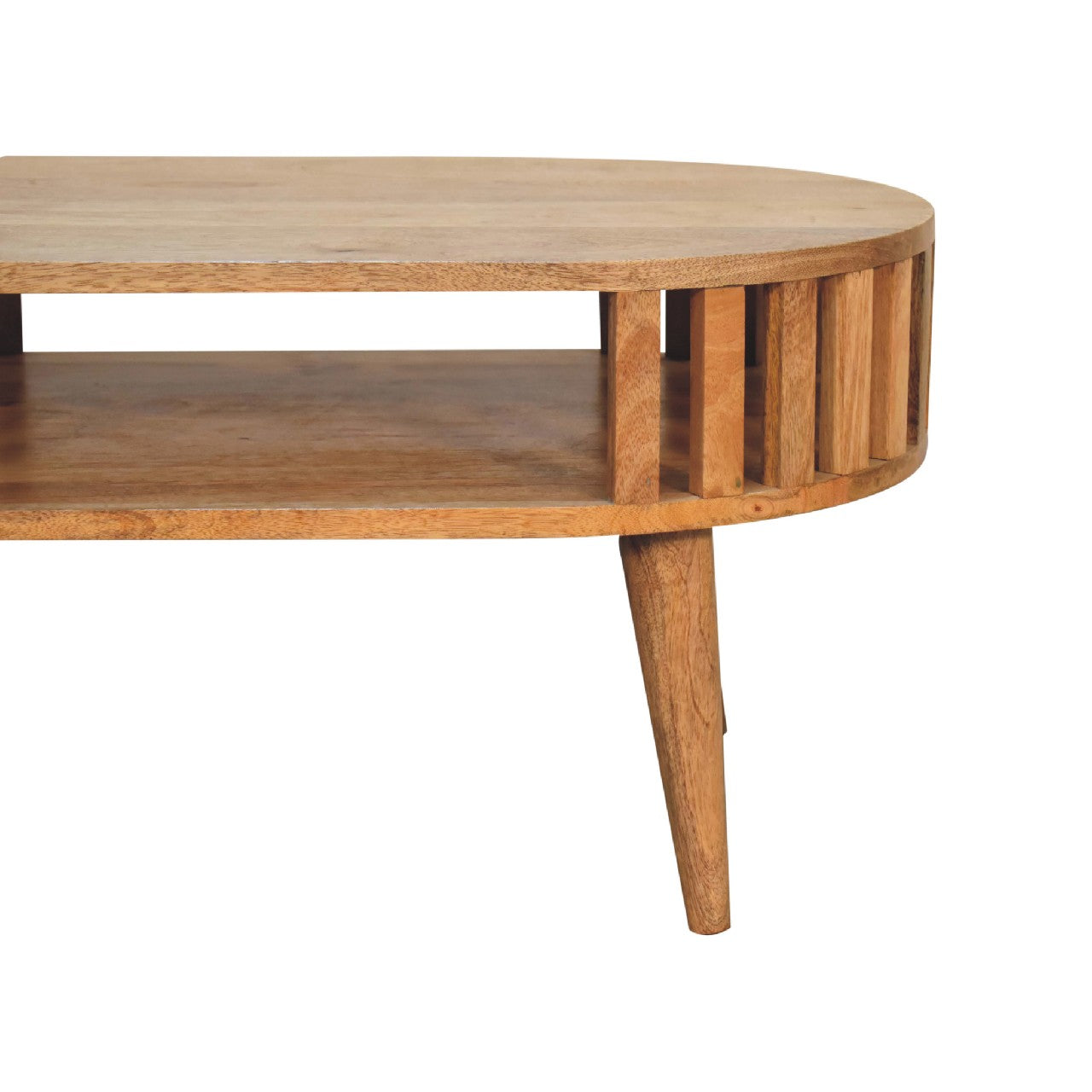 Statement Solid Mango Wood Coffee Table – Chestnut Finish, Japanese Inspired Design
