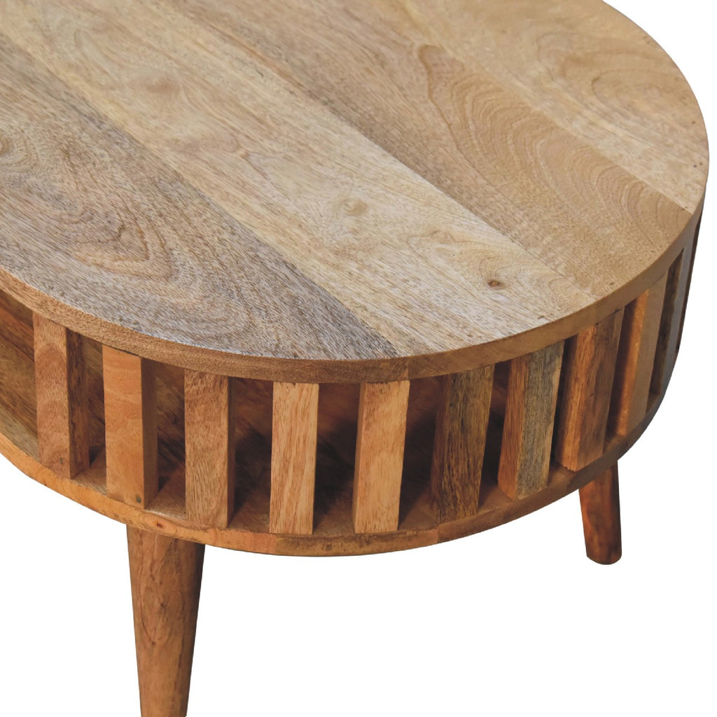 Statement Solid Mango Wood Coffee Table – Chestnut Finish, Japanese Inspired Design