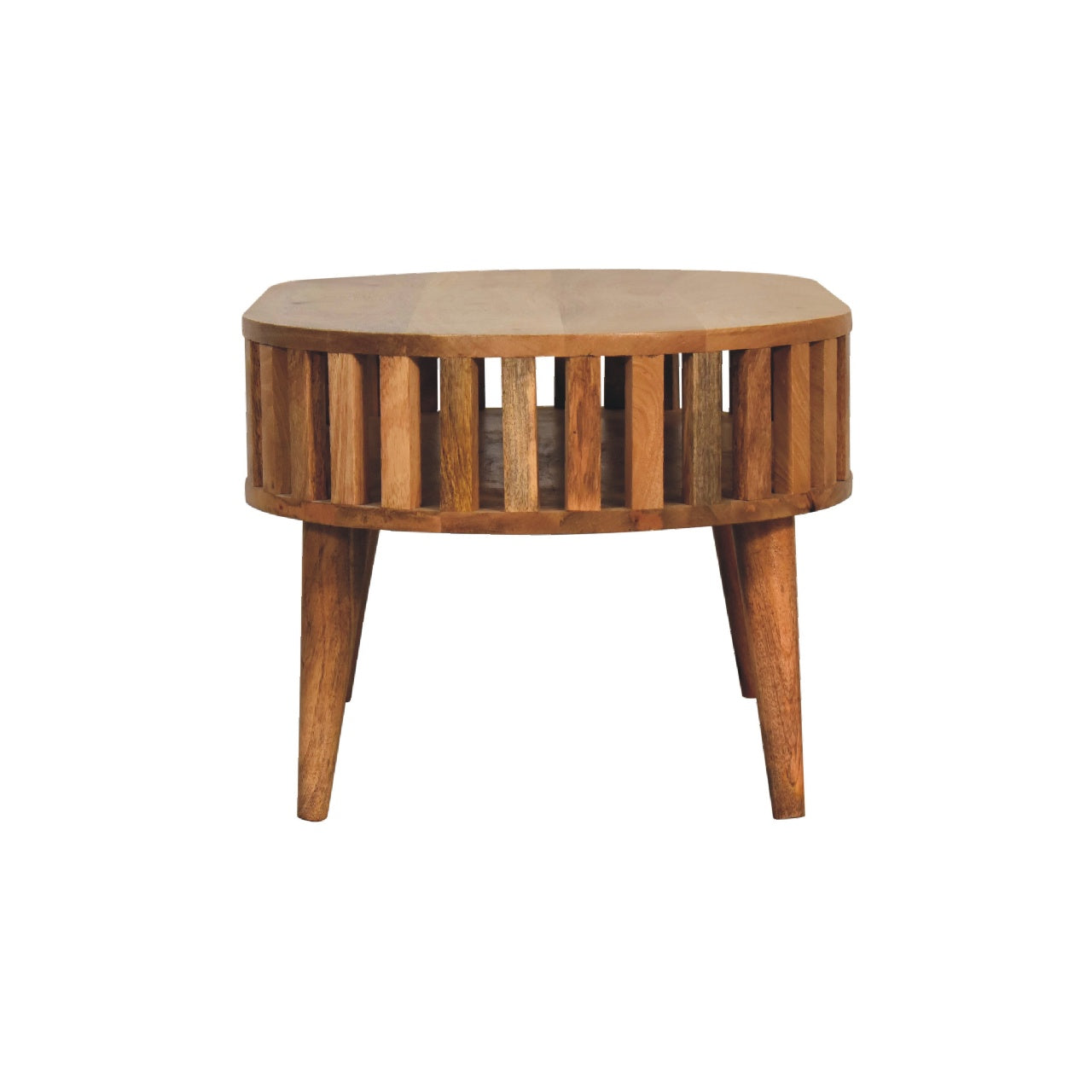 Statement Solid Mango Wood Coffee Table – Chestnut Finish, Japanese Inspired Design
