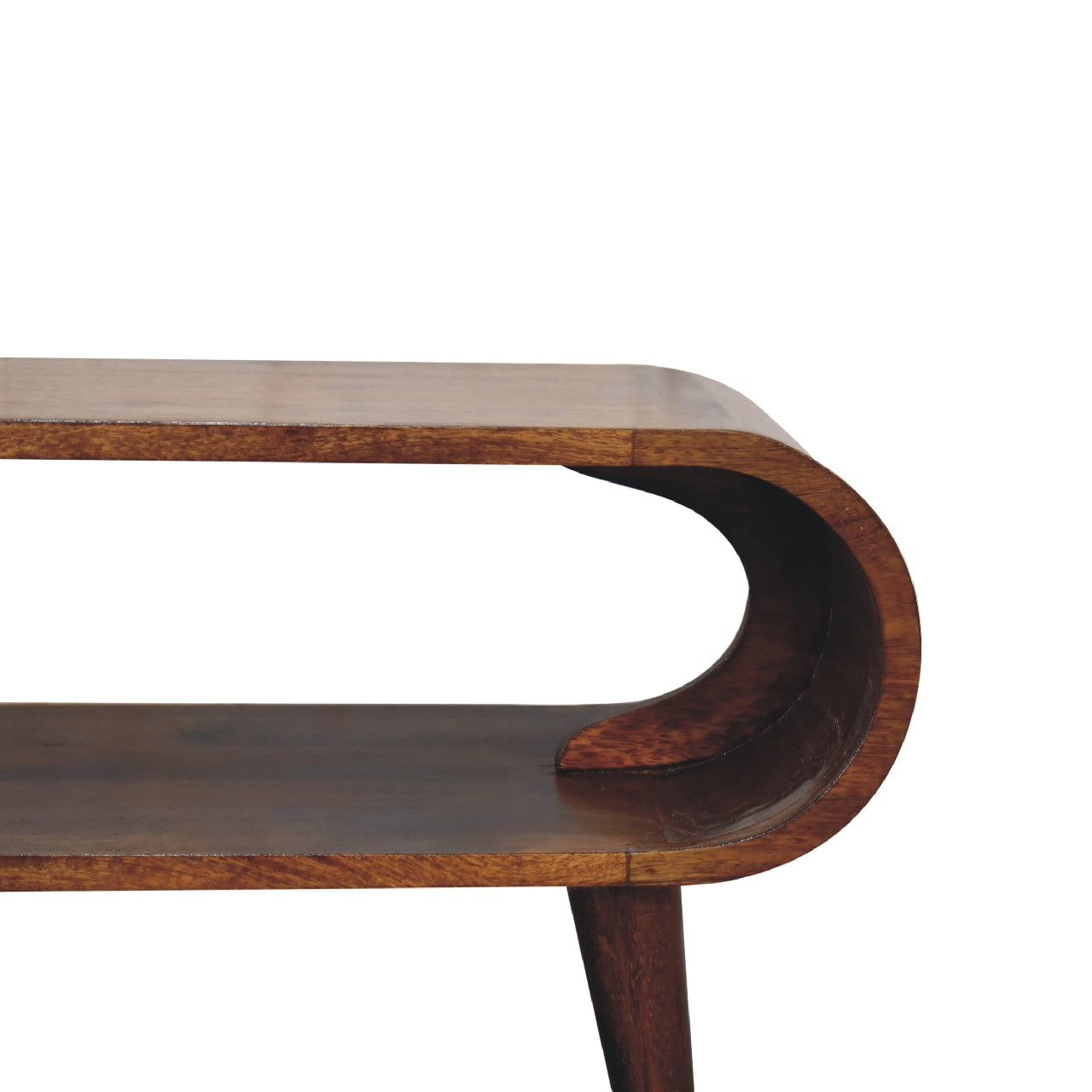 Handcrafted Solid Mango Wood TV Unit – Chestnut Finish, Nordic Legs