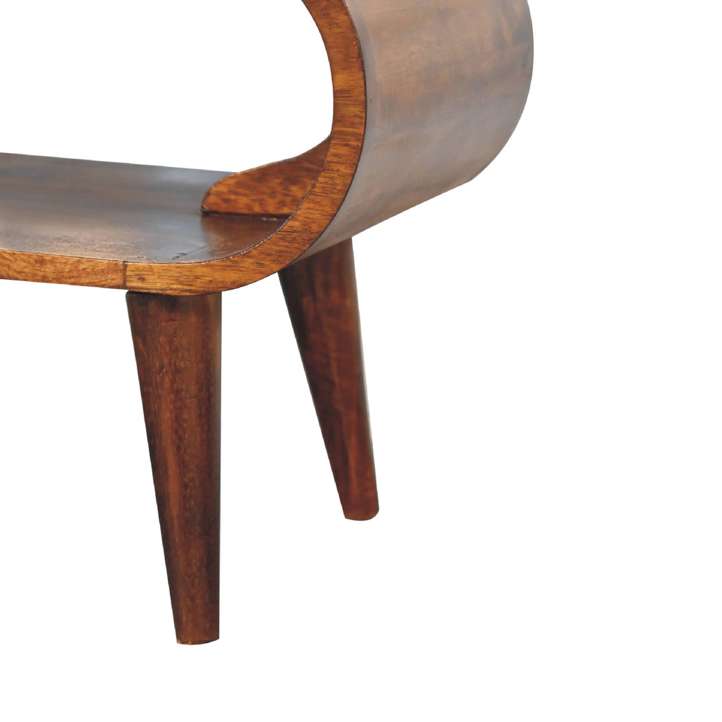 Handcrafted Solid Mango Wood TV Unit – Chestnut Finish, Nordic Legs