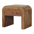 Handcrafted Solid Mango Wood Bedside Table – Dark Brown Finish, Smooth Round Edges