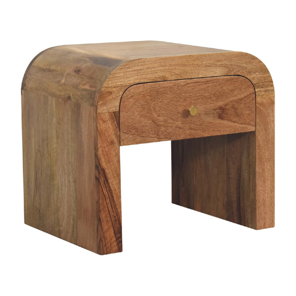 Handcrafted Solid Mango Wood Bedside Table – Dark Brown Finish, Smooth Round Edges