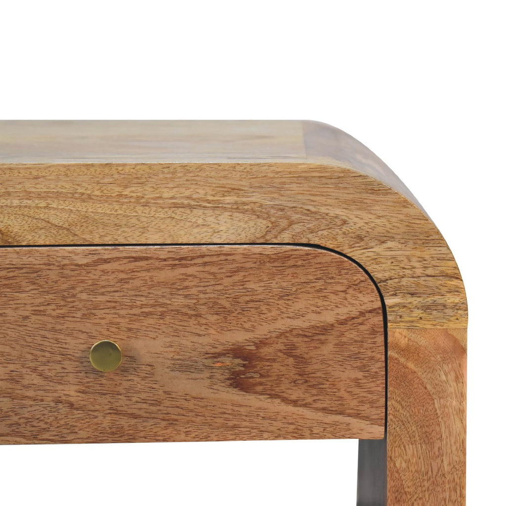 Handcrafted Solid Mango Wood Bedside Table – Dark Brown Finish, Smooth Round Edges