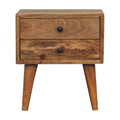 Handcrafted Solid Mango Wood Bedside Table – Brown Finish, 2 Drawers