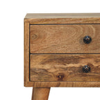 Handcrafted Solid Mango Wood Bedside Table – Brown Finish, 2 Drawers