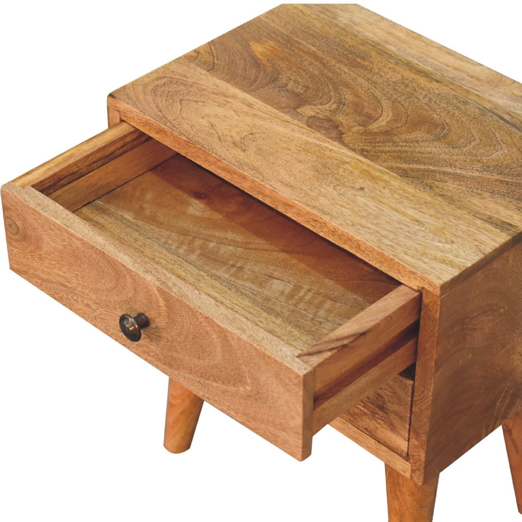Handcrafted Solid Mango Wood Bedside Table – Brown Finish, 2 Drawers