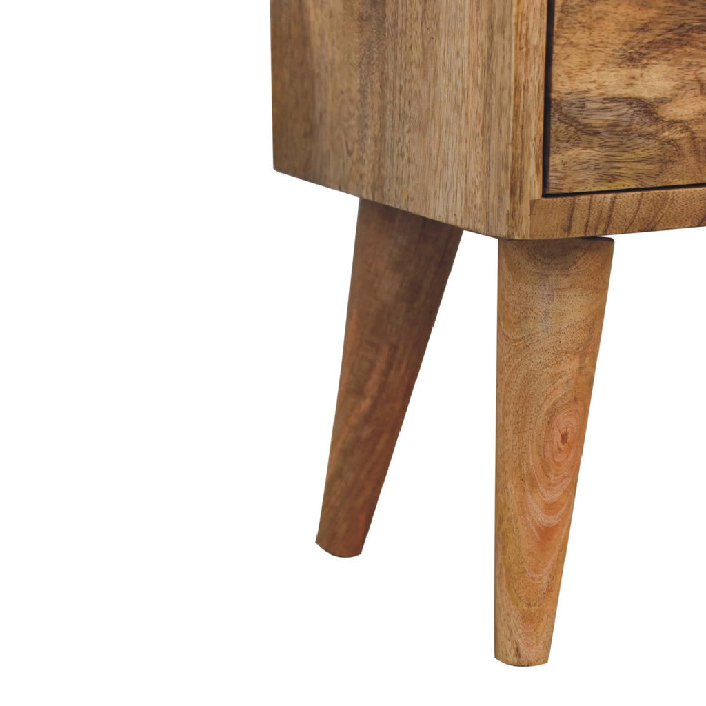 Handcrafted Solid Mango Wood Bedside Table – Brown Finish, 2 Drawers