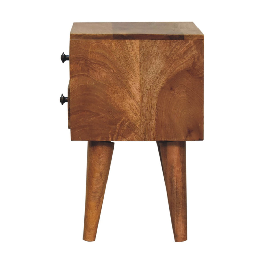 Handcrafted Solid Mango Wood Bedside Table – Brown Finish, 2 Drawers