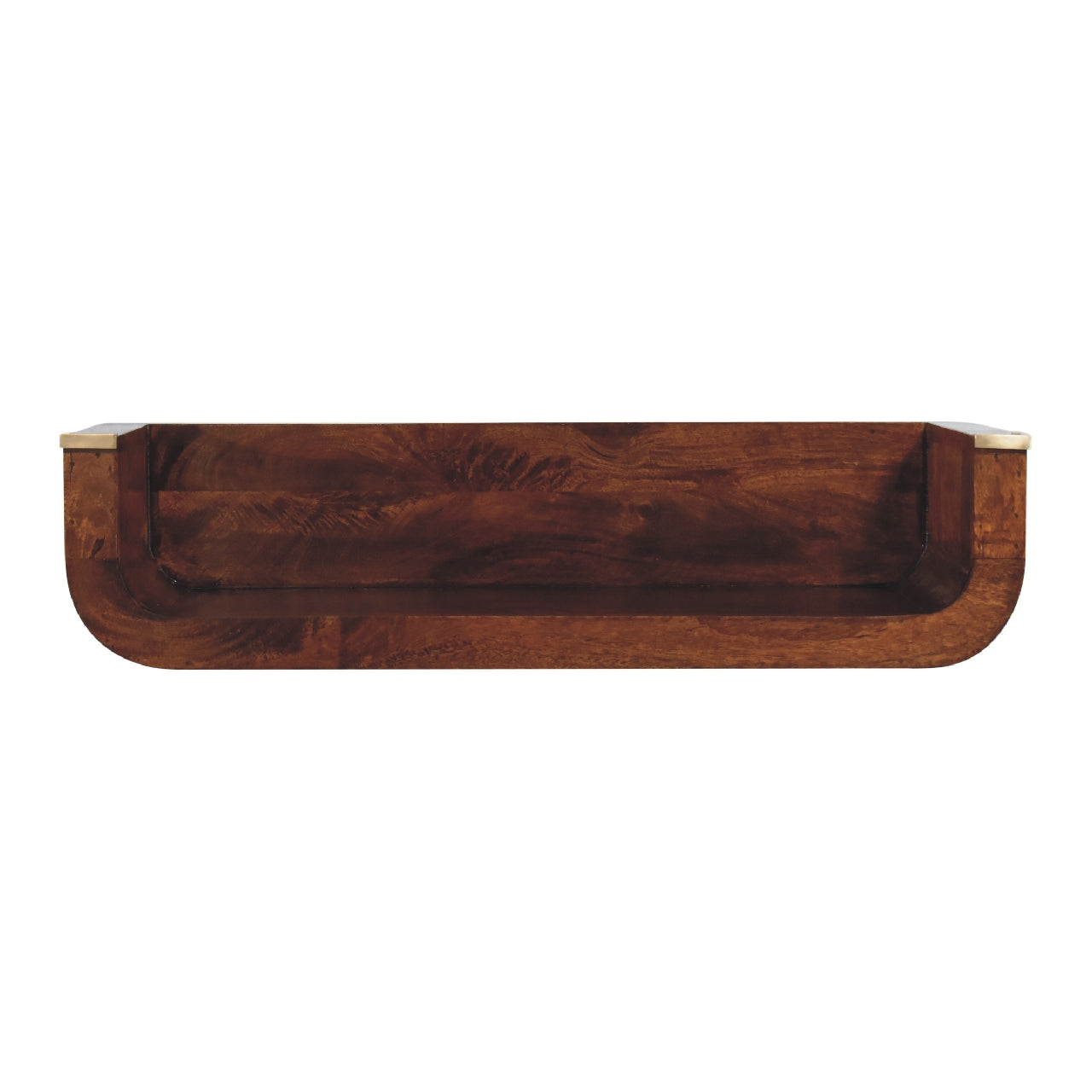 Floating Solid Mango Wood Wall-mounted Console – Chestnut Finish, Large Open Slot