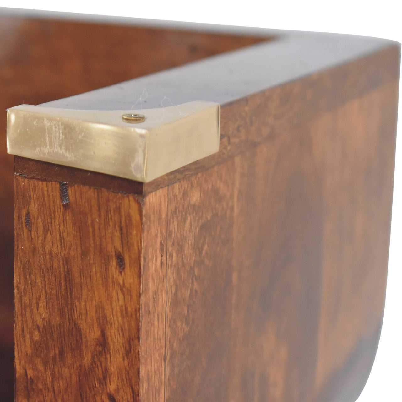 Floating Solid Mango Wood Wall-mounted Console – Chestnut Finish, Large Open Slot
