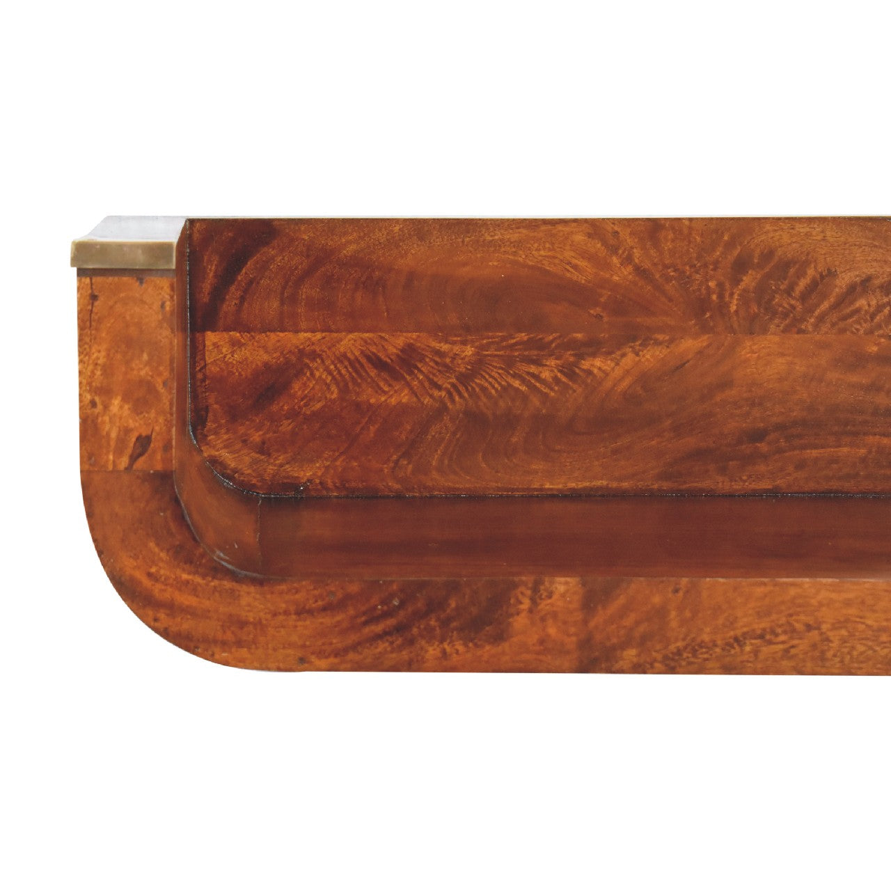 Floating Solid Mango Wood Wall-mounted Console – Chestnut Finish, Large Open Slot