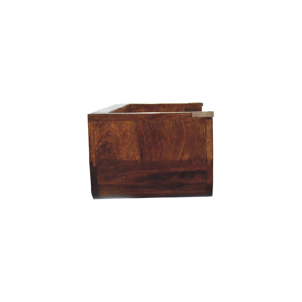 Floating Solid Mango Wood Wall-mounted Console – Chestnut Finish, Large Open Slot