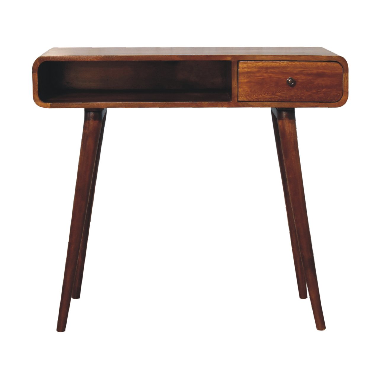 Handcrafted Solid Mango Wood Writing Desk – Chestnut Finish, 1 Drawer