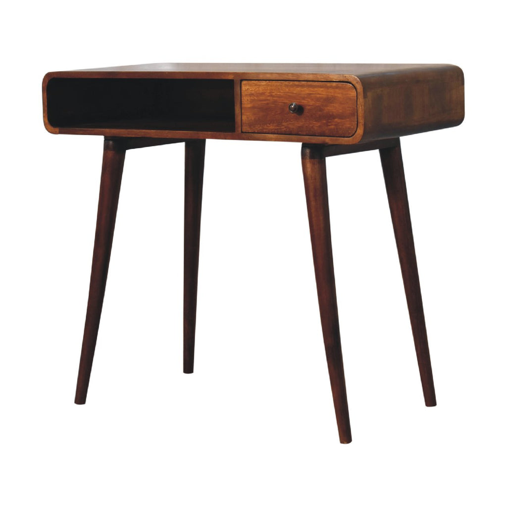 Handcrafted Solid Mango Wood Writing Desk – Chestnut Finish, 1 Drawer
