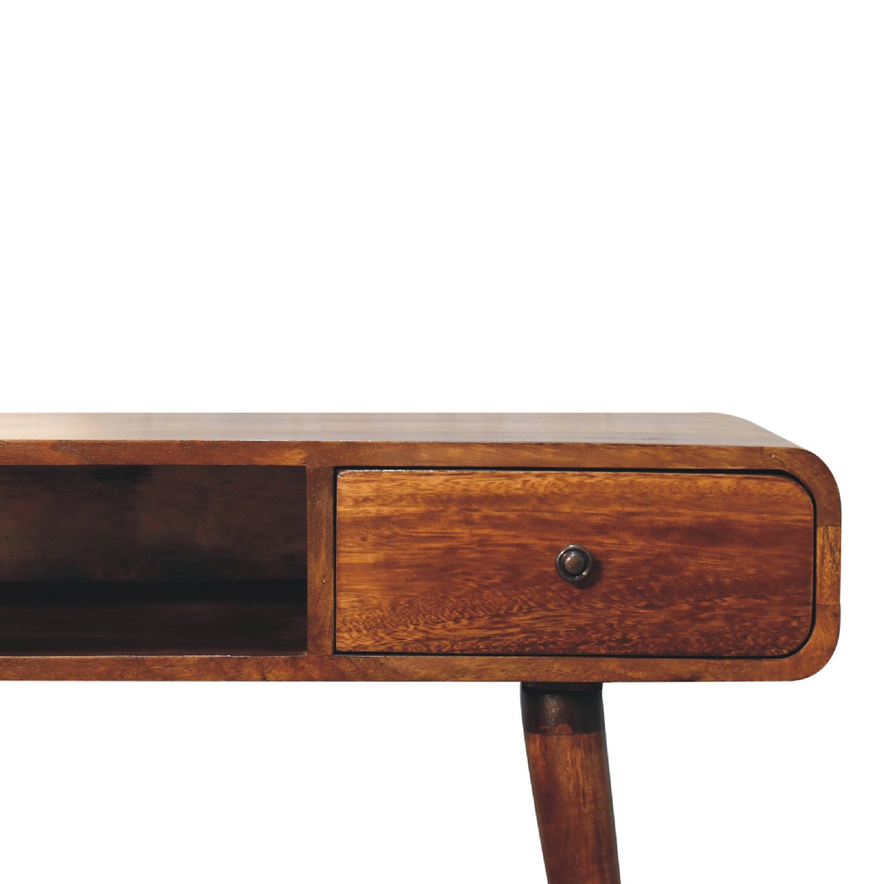 Handcrafted Solid Mango Wood Writing Desk – Chestnut Finish, 1 Drawer