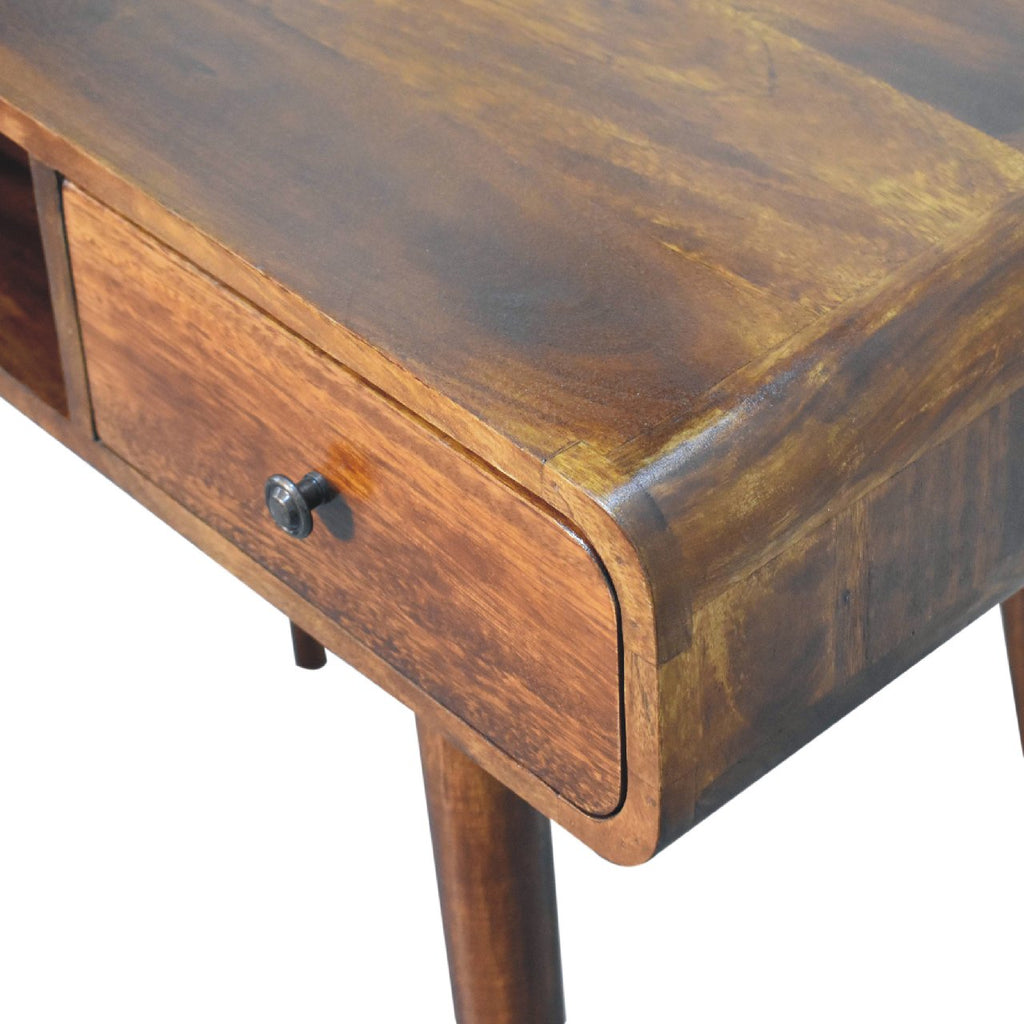 Handcrafted Solid Mango Wood Writing Desk – Chestnut Finish, 1 Drawer