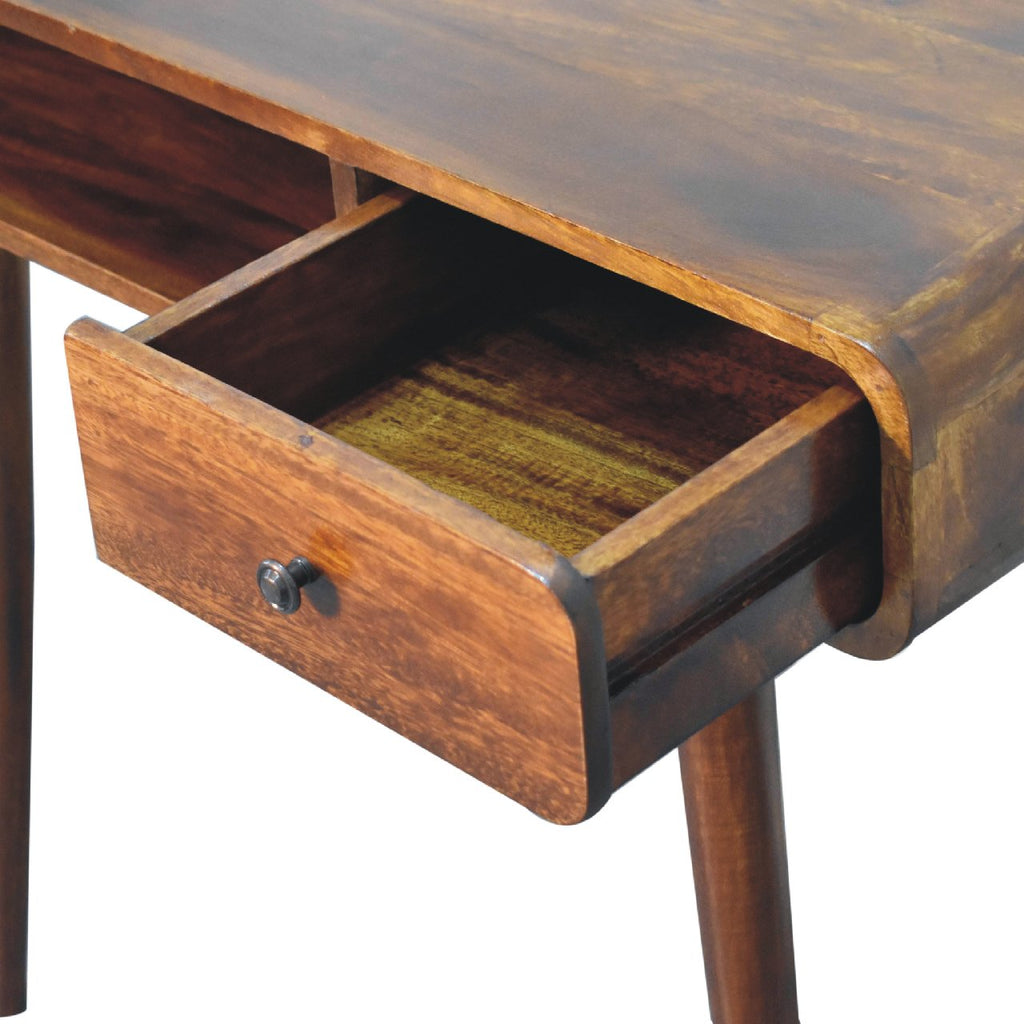 Handcrafted Solid Mango Wood Writing Desk – Chestnut Finish, 1 Drawer