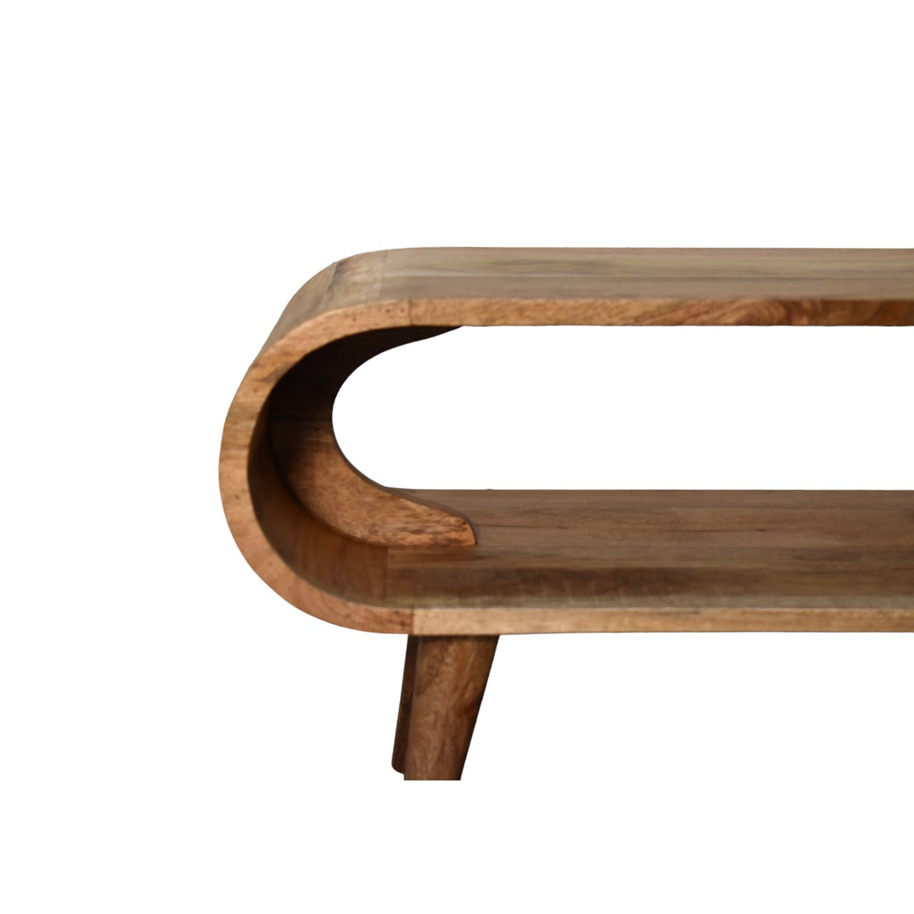 Handcrafted Solid Mango Wood Coffee Table – Brown Finish, Rounded Edges