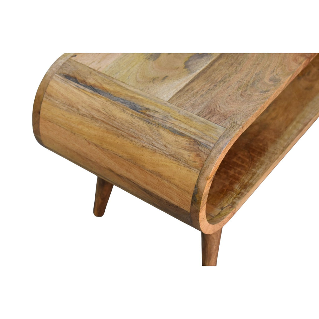 Handcrafted Solid Mango Wood Coffee Table – Brown Finish, Rounded Edges