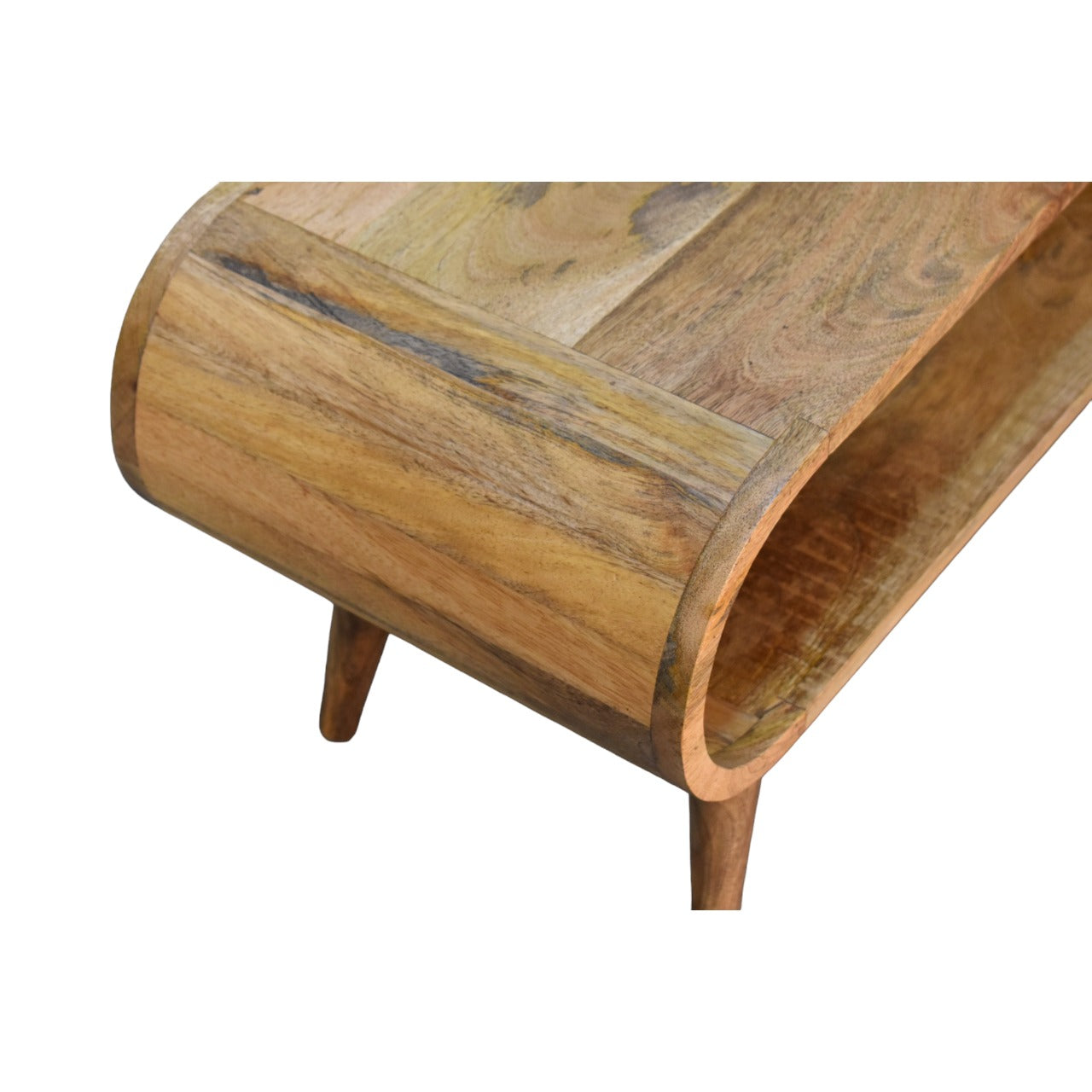 Handcrafted Solid Mango Wood Coffee Table – Brown Finish, Rounded Edges