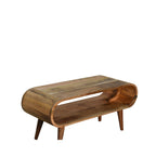 Handcrafted Solid Mango Wood Coffee Table – Brown Finish, Rounded Edges