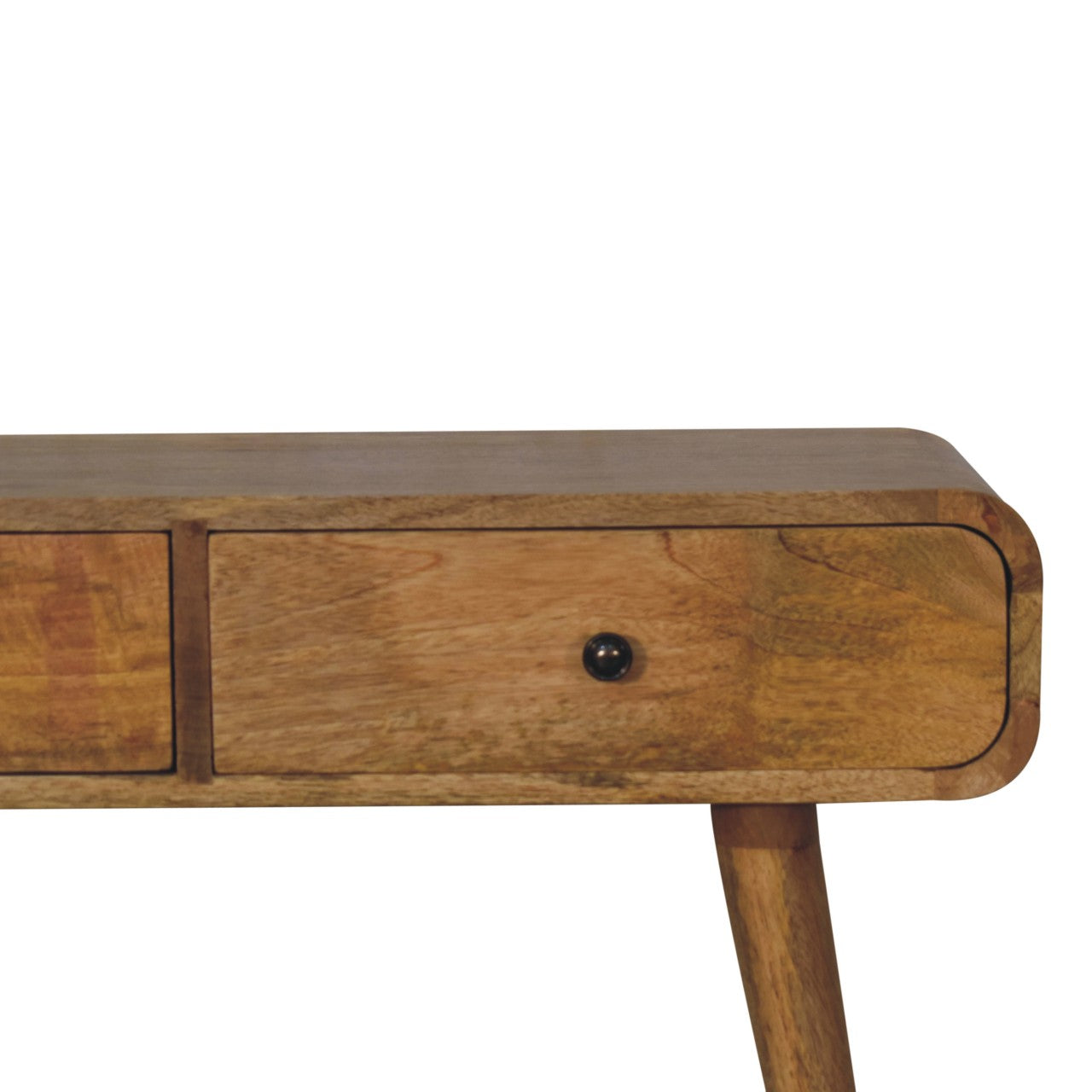 Handcrafted Solid Mango Wood Console Table – Dark Brown Finish, Curved Edges