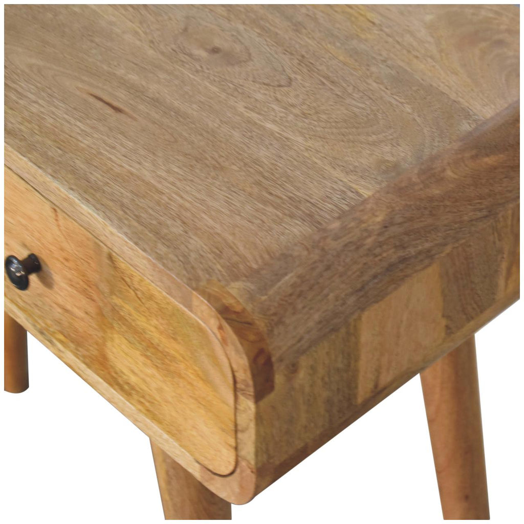 Handcrafted Solid Mango Wood Console Table – Dark Brown Finish, Curved Edges