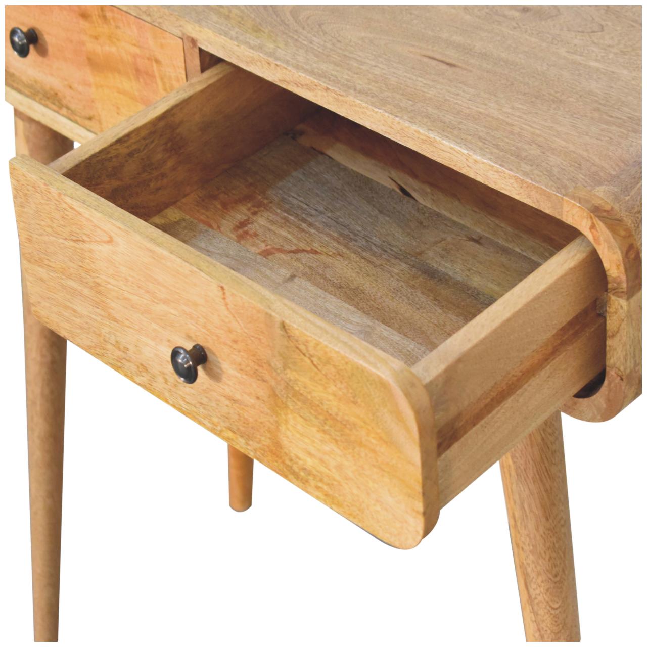 Handcrafted Solid Mango Wood Console Table – Dark Brown Finish, Curved Edges