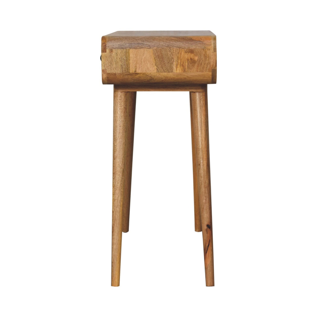 Handcrafted Solid Mango Wood Console Table – Dark Brown Finish, Curved Edges