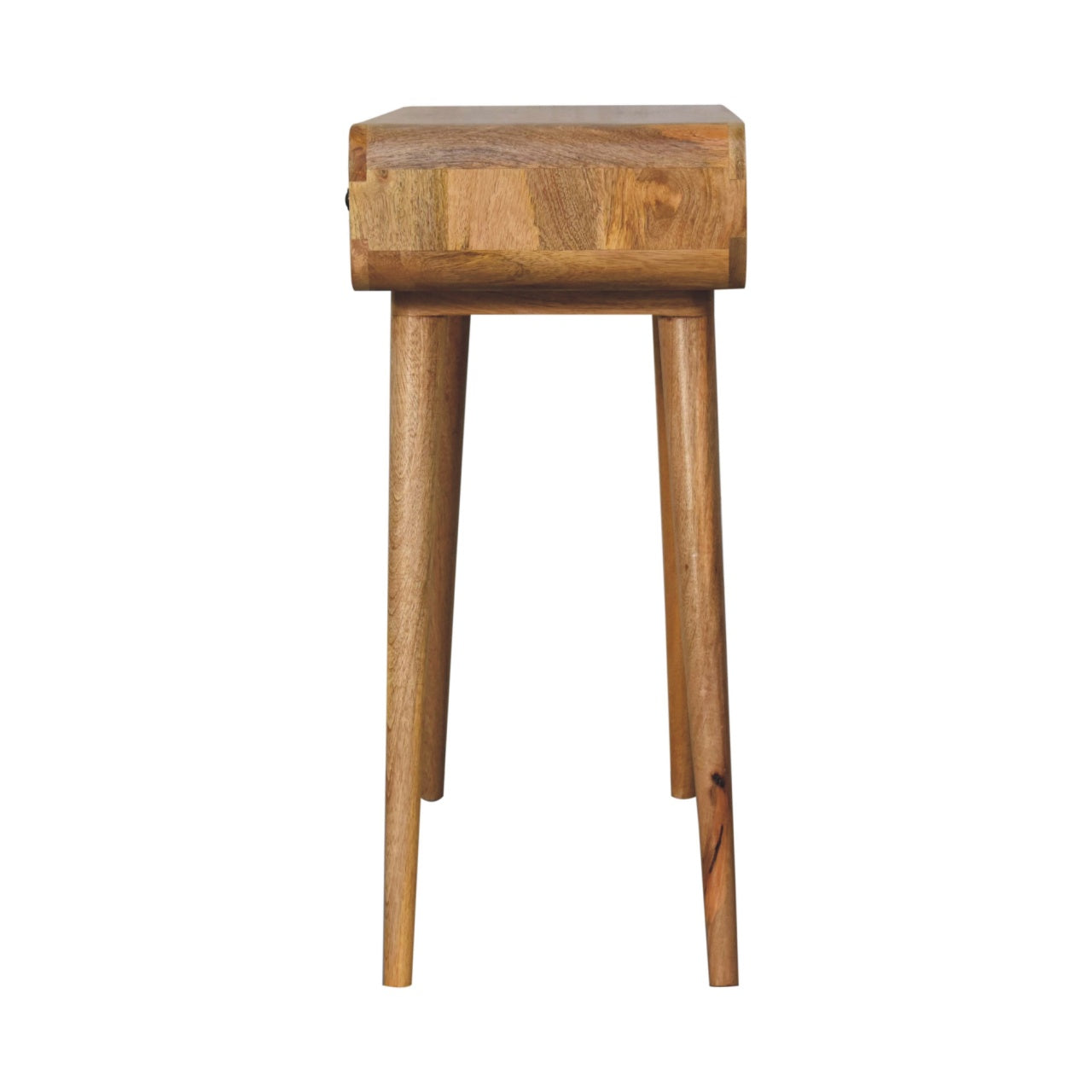 Handcrafted Solid Mango Wood Console Table – Dark Brown Finish, Curved Edges