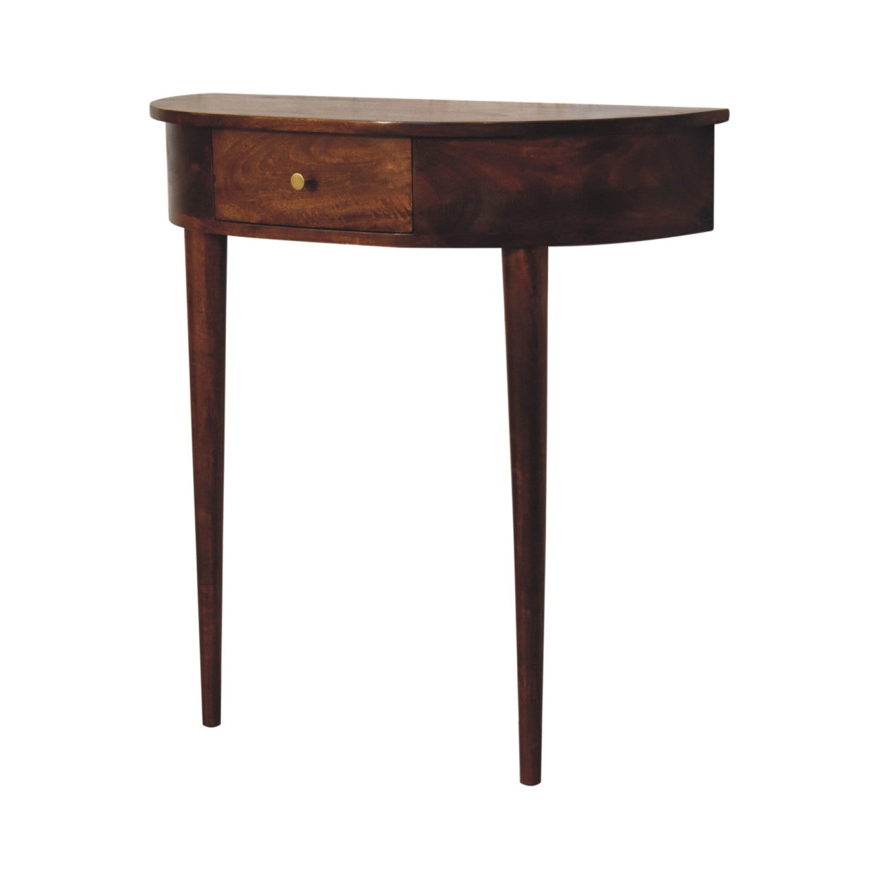 Slimline Solid Mango Wood Console Table – Chestnut Finish, Handy Drawer