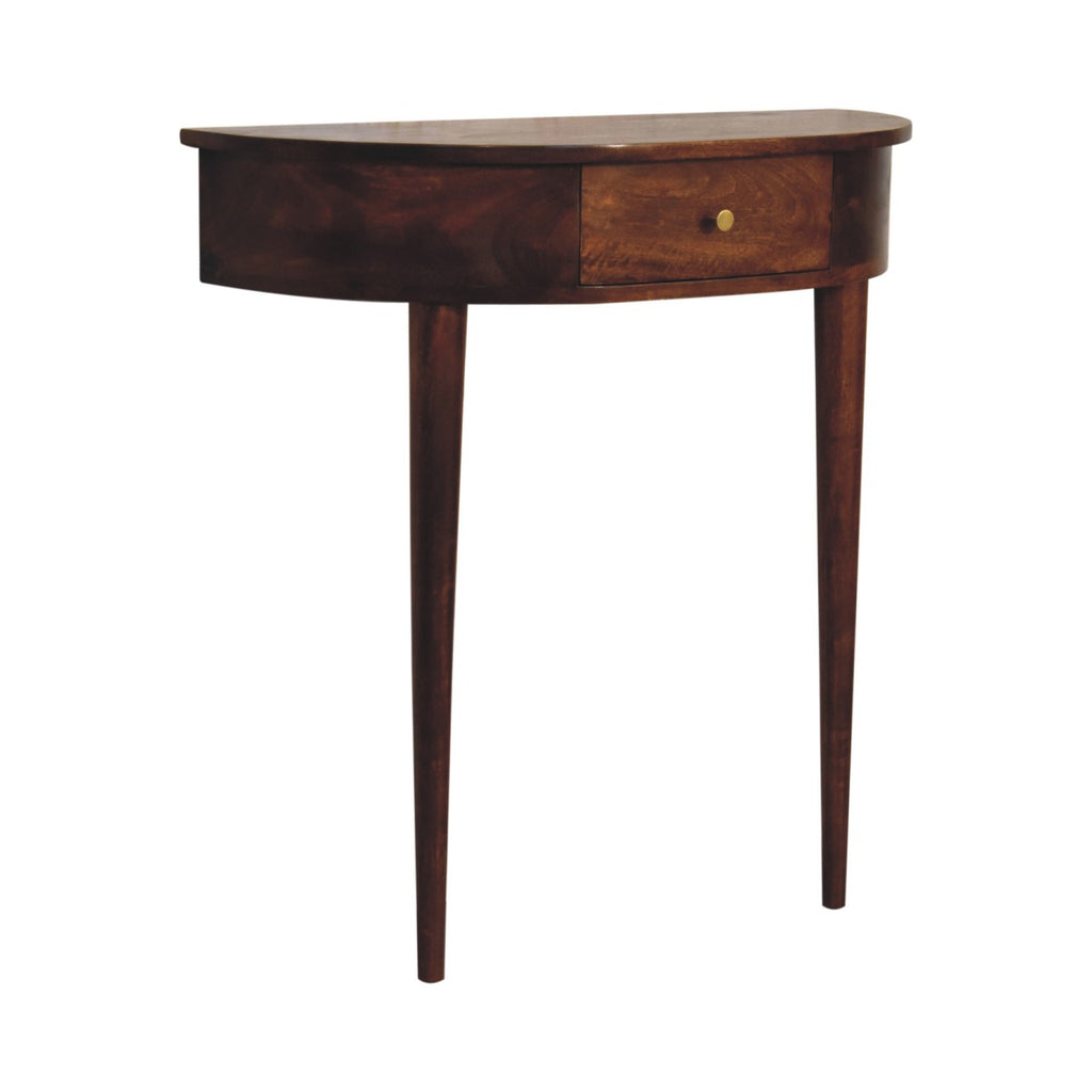 Slimline Solid Mango Wood Console Table – Chestnut Finish, Handy Drawer